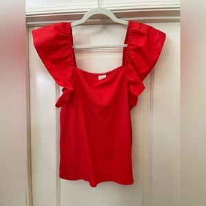 NWT red flutter sleeve top